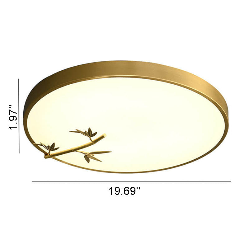 Modern Round Bamboo Pattern LED Flush Mount Ceiling Light