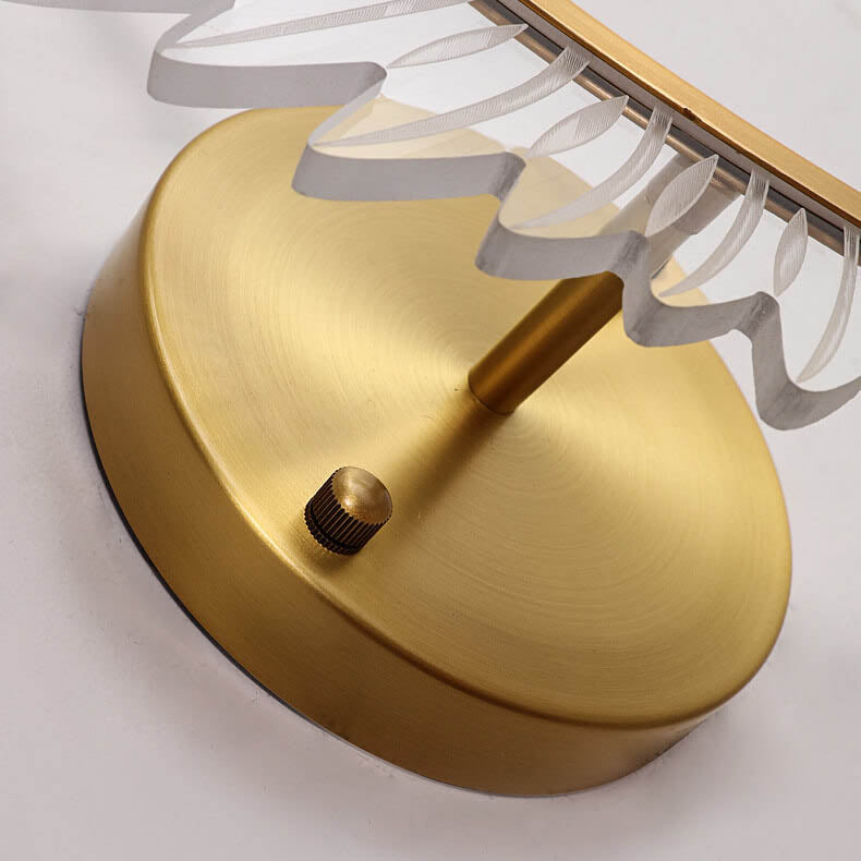 Modern Acrylic Feather Gold Copper LED Wall Sconce Lamp