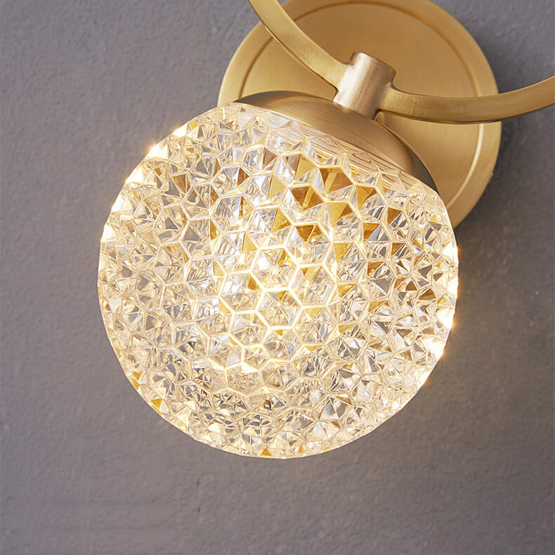Modern Luxury Crystal Brass Hanging Ring 1-Light Wall Sconce Lamp