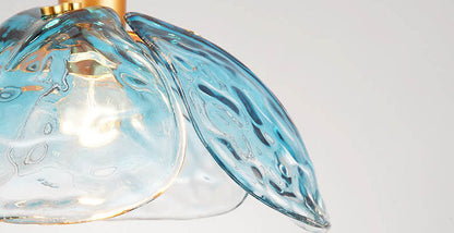 Modern Flower Petal Stained Glass 1-Light Pendant Light