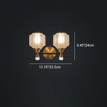 Contemporary Scandinavian Crystal Glass Copper 1/2 Light Wall Sconce Lamp For Living Room