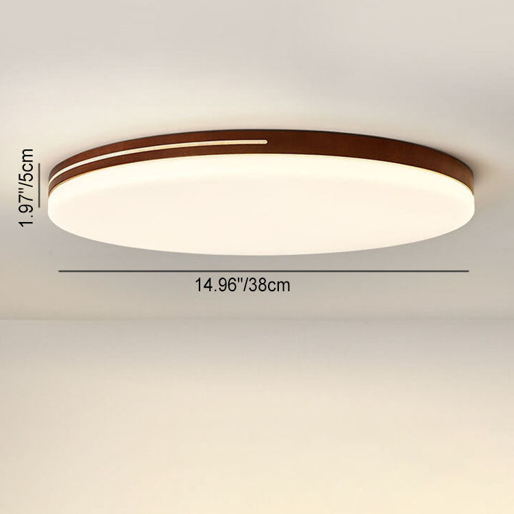 モダンでシンプルな円形アクリル木製LEDフラッシュマウントシーリングライトリビングルーム用