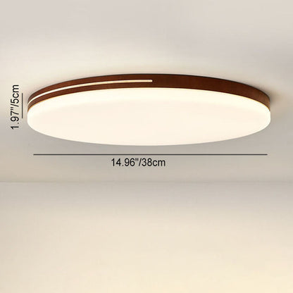 モダンでシンプルな円形アクリル木製LEDフラッシュマウントシーリングライトリビングルーム用