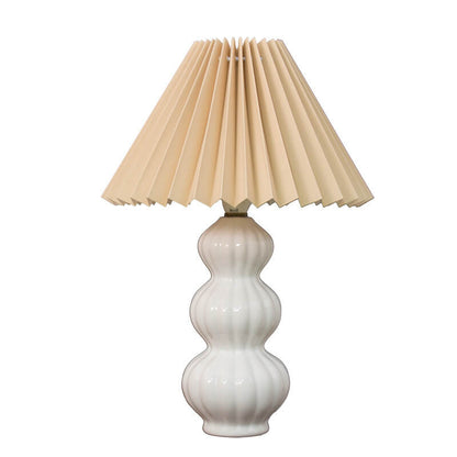 Retro Lattice Pleated Shade Ceramic 1-Light Table Lamp
