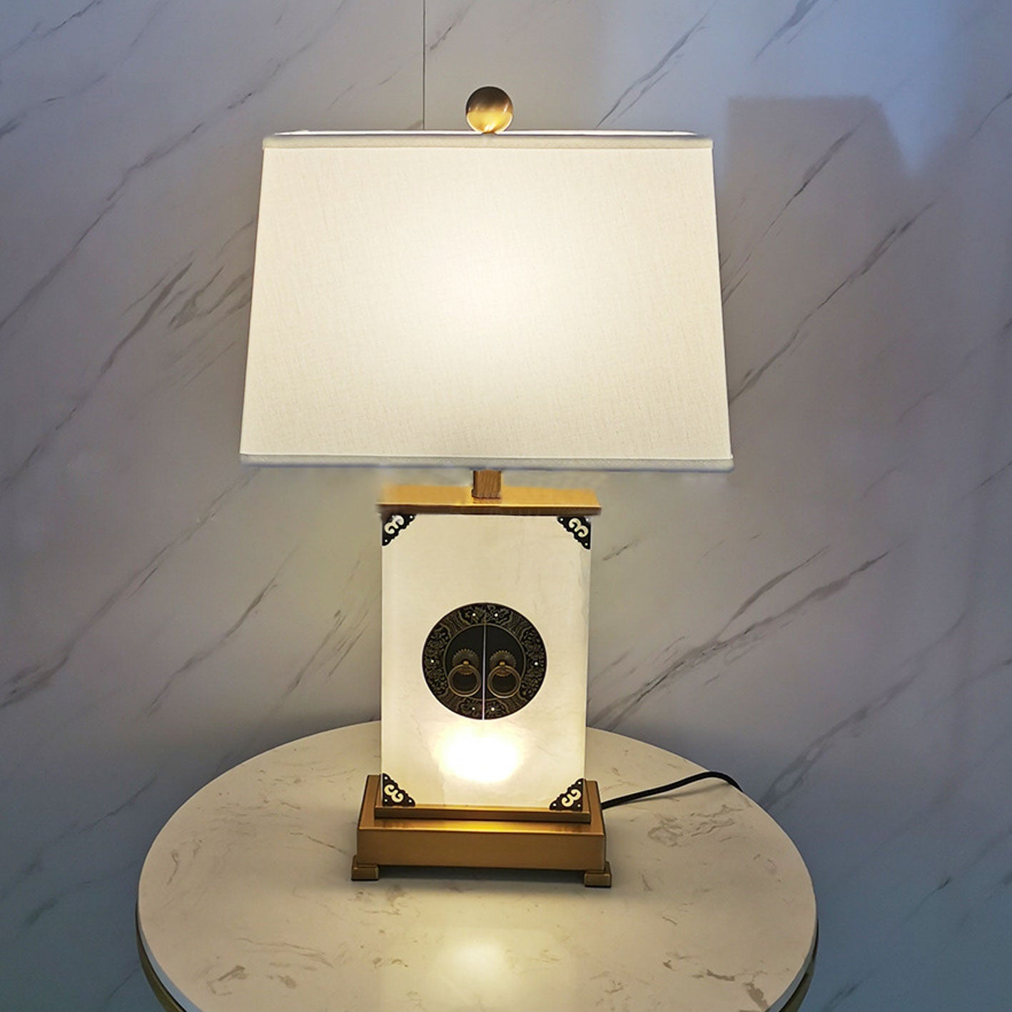 Chinese Light Luxury Lucite Copper 1-Light Table Lamp