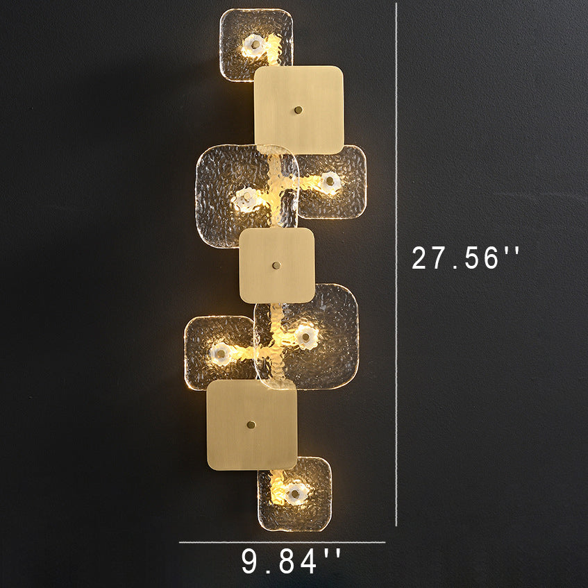 Post-modern Glass Brass Patchwork Square LED Wall Sconce Lamp