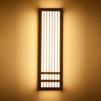 Simple Solid Wood Rectangular 1-Light Japanese Wall Sconce Lamp