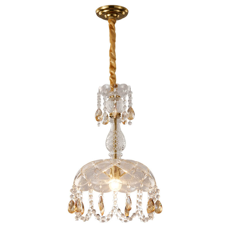 Modern Luxury Crystal Hanging Dome 1-Light Pendant Light