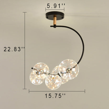 Nordic Creative Glass Ball Curve LED Semi-Flush Mount Ceiling Light