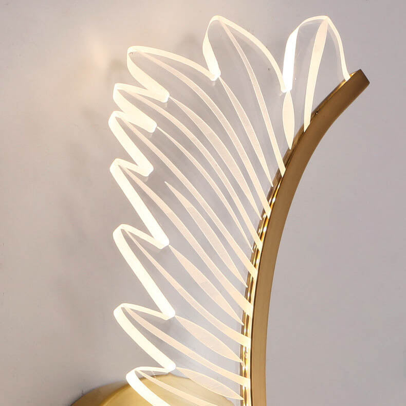 Modern Acrylic Feather Gold Copper LED Wall Sconce Lamp