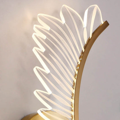 Modern Acrylic Feather Gold Copper LED Wall Sconce Lamp