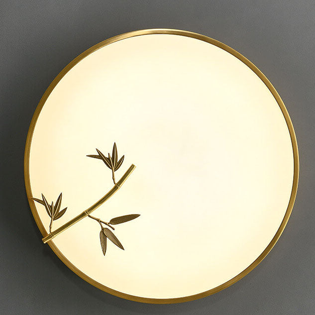 Modern Round Bamboo Pattern LED Flush Mount Ceiling Light