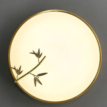 Modern Round Bamboo Pattern LED Flush Mount Ceiling Light