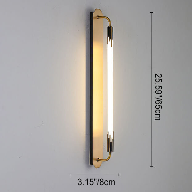 Modern Minimalist All Copper Straight Strip LED Wall Sconce Lamp