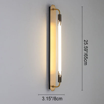 Modern Minimalist All Copper Straight Strip LED Wall Sconce Lamp