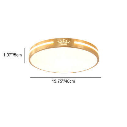 Modern Minimalist Round Crown Acrylic Copper LED Flush Mount Ceiling Light For Living Room