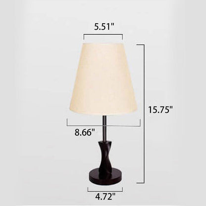 Modern Minimalist Solid Wood Fabric 1-Light Table Lamp