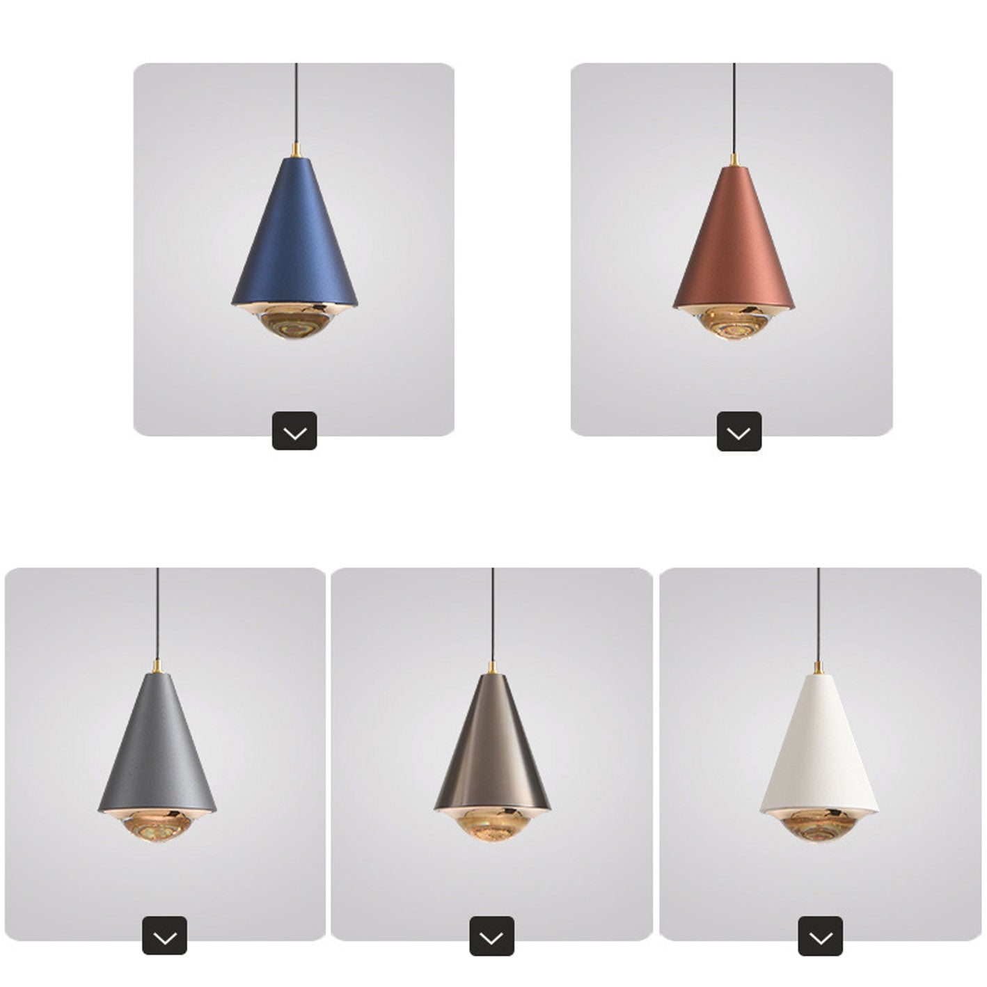 Modern Minimalist Solid Color Free Lift Conical 1-Light Pendant Light