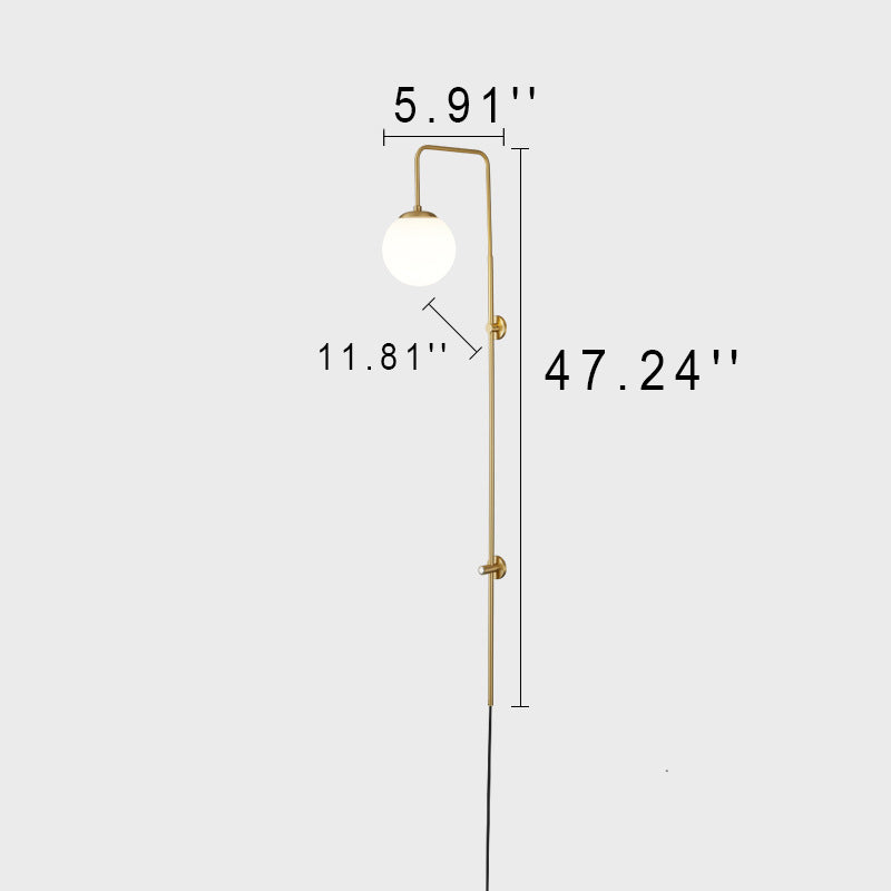 Modern Simplicity Glass Shade Full Copper Long Bar 1-Light Wall Sconce Lamp