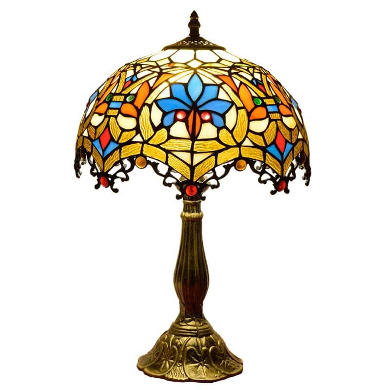 Tiffany Stained Glass European Flower 1-Light Table Lamp