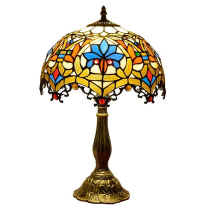 Tiffany Stained Glass European Flower 1-Light Table Lamp