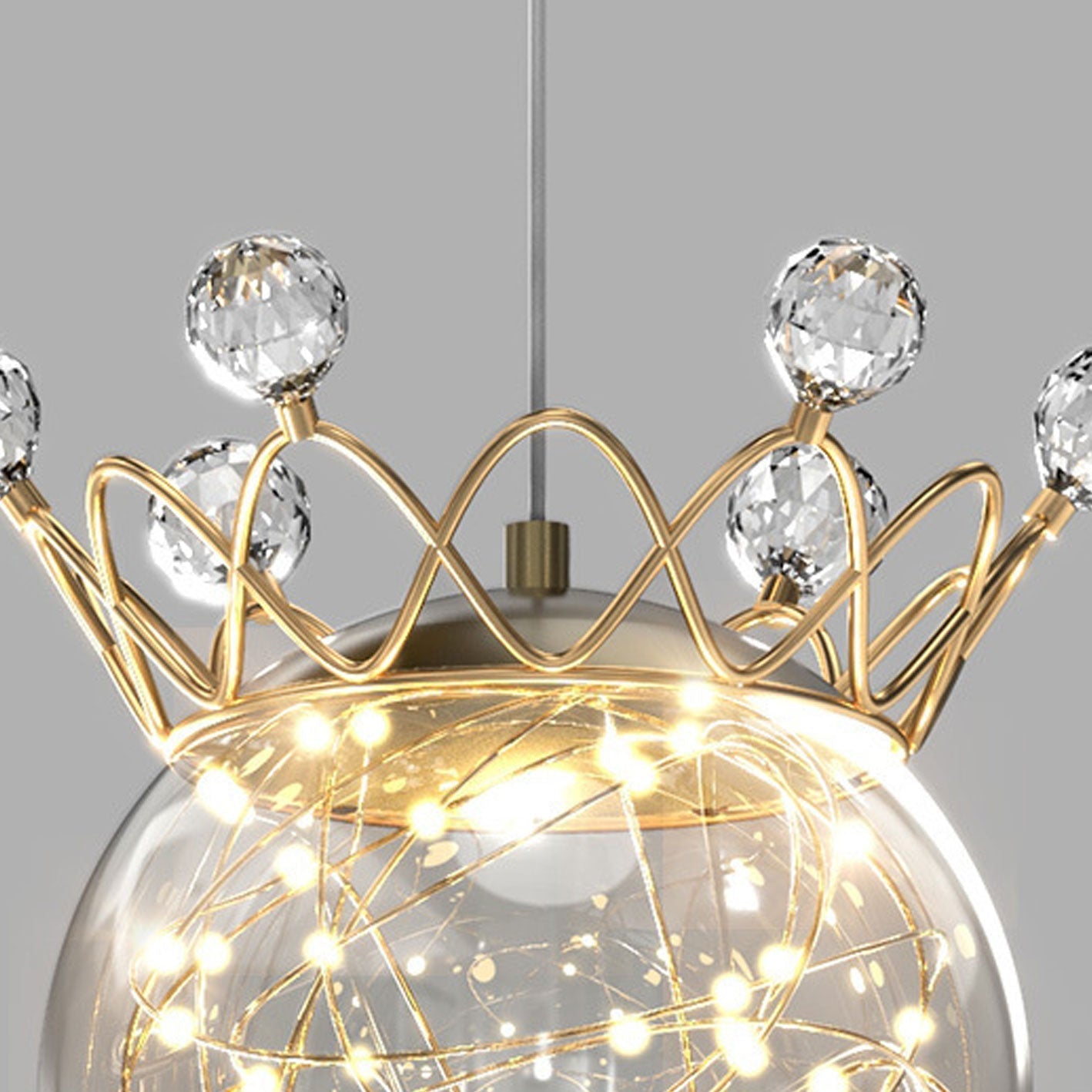 مصباح LED معلق على شكل تاج نجمي عصري من الزجاج 