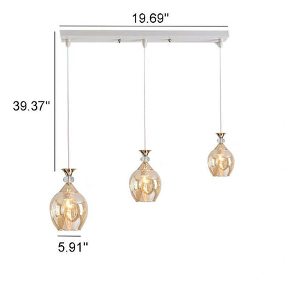Nordic Gradient Glass Orb 1/3 Light Island Light Chandelier
