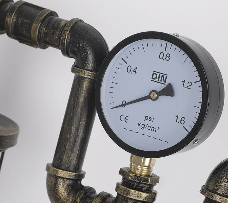 Industrial Vintage Wrought Iron Water Pipe 2-Light Table Lamp