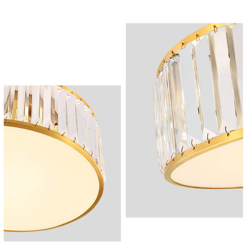 Modern Iron Crystal Round 3/4/5 Light Flush Mount Ceiling Light