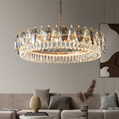 European Light Luxury Round Crystal LED Chandelier