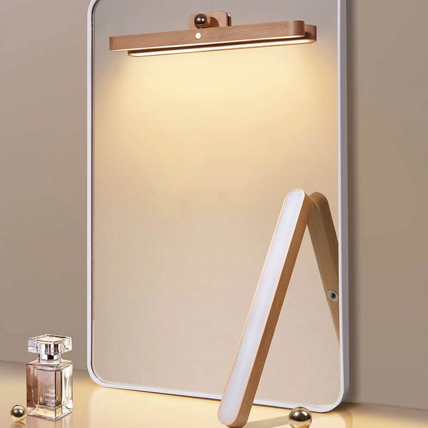 Modern Wooden Strip USB Magnetic LED Mirror Front Wall Sconce Lamp