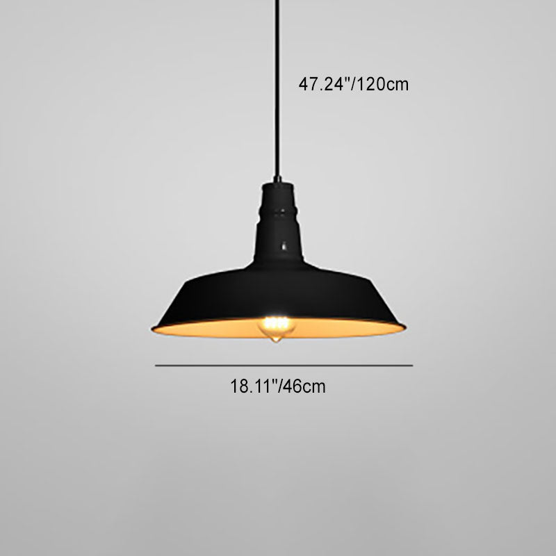 Contemporary Industrial Round Iron 1-Light Pendant Light For Living Room