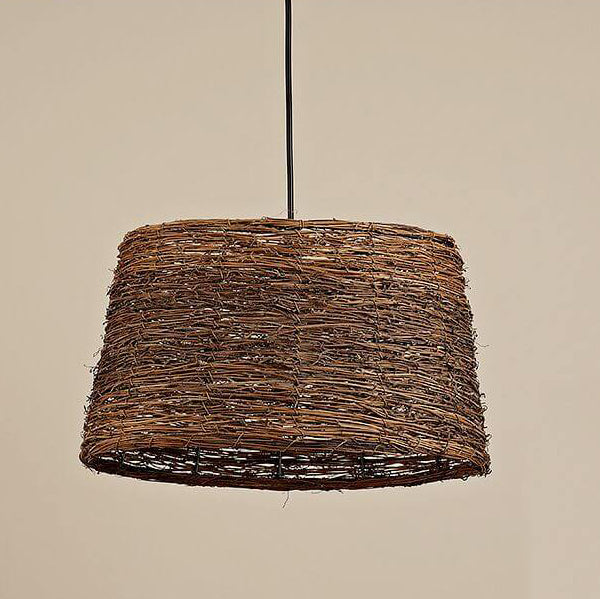Retro Rattan Weaving Dome 1-Light Pendant Light