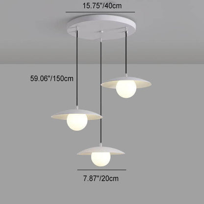 Modern Minimalist Pure White Glass Iron 3-Light Island Light Chandelier