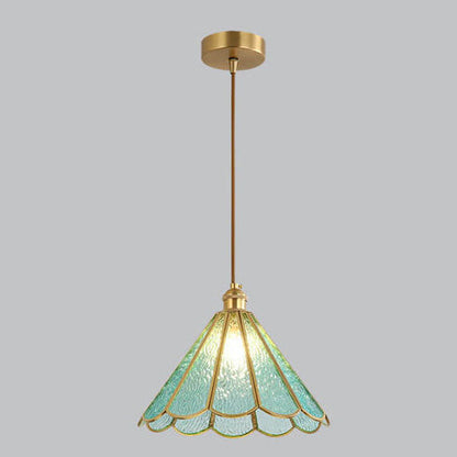 Modern Colorful Water-grain Glass 1-Light Bell Shaped Pendant Light