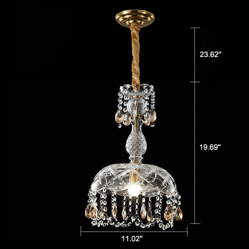 Modern Luxury Crystal Hanging Dome 1-Light Pendant Light