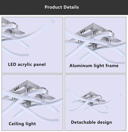 Minimalist Line Wave Aluminum LED Semi-Flush Mount Ceiling Light