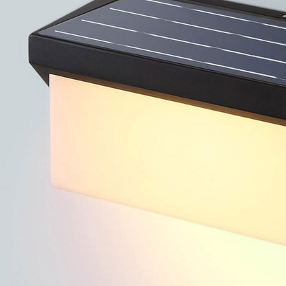 مصباح حائط LED خارجي مقاوم للماء بتصميم هندسي مربع حديث يعمل بالطاقة الشمسية 