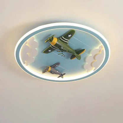 Modern Cartoon Resin Airplane Pegasus Acrylic Shade LED Kids Flush Mount Ceiling Light