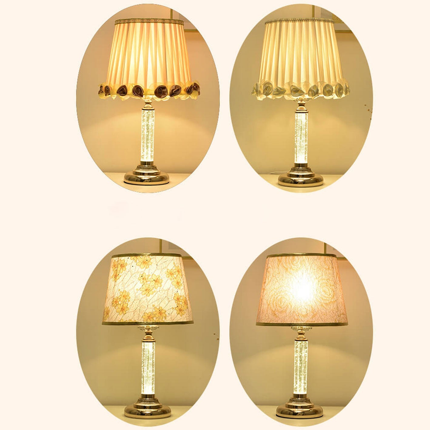 European Crystal Brightness Adjustable Remote Control 1-Light Table Lamp