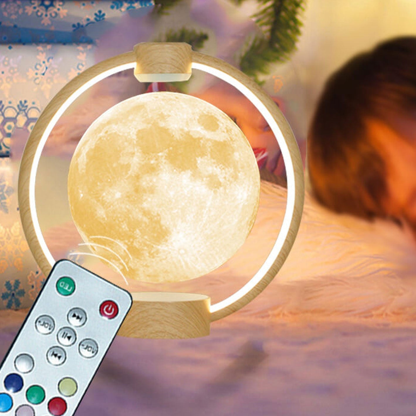 Creative Maglev Moon Design LED Colorful Light Night Light Table Lamp