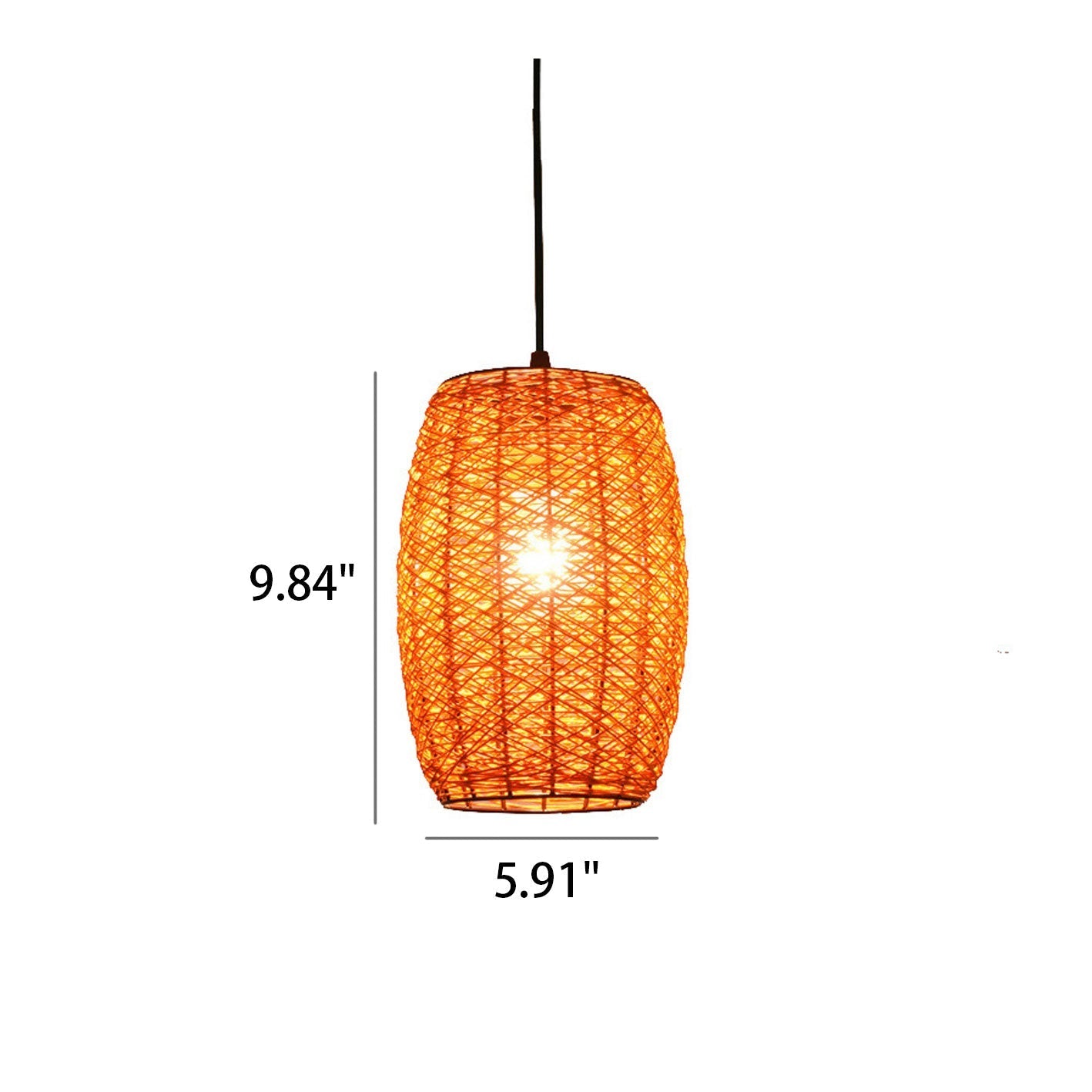 Modern Rustic Rattan Cylindrical 1-Light Pendant Light