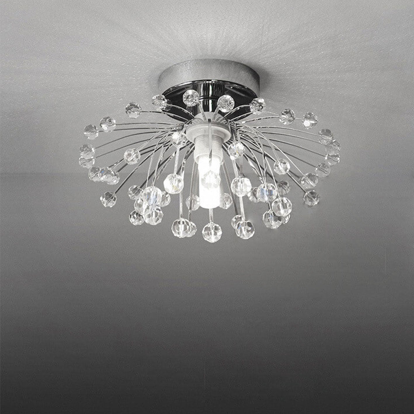 Nordic Light Luxury Crystal Dandelion 1-Light Semi-Flush Mount Ceiling Light