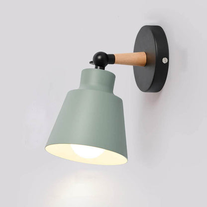 Nordic Simple Macaron Color Solid Wood 1-Light Wall Sconce Lamp