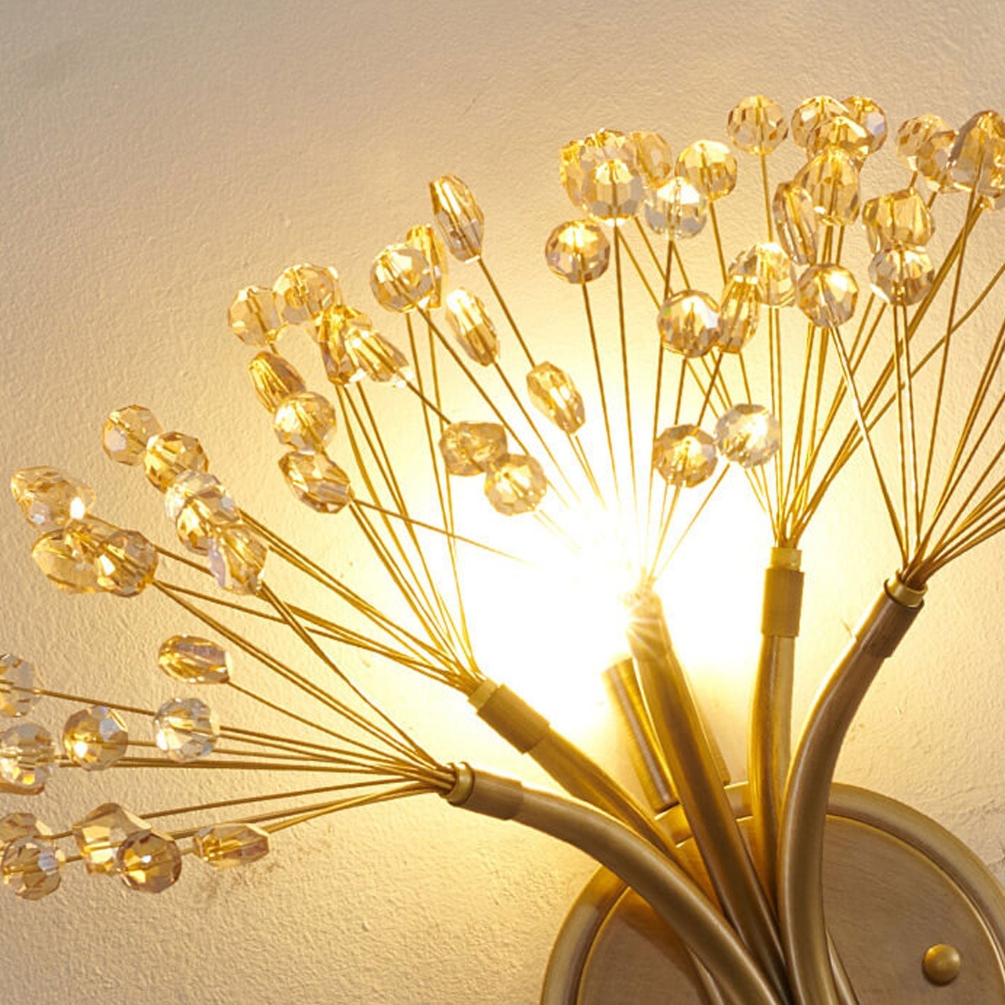Modern Luxury Glass Dandelion Flower Design Brass 1-Light Wall Sconce Lamp