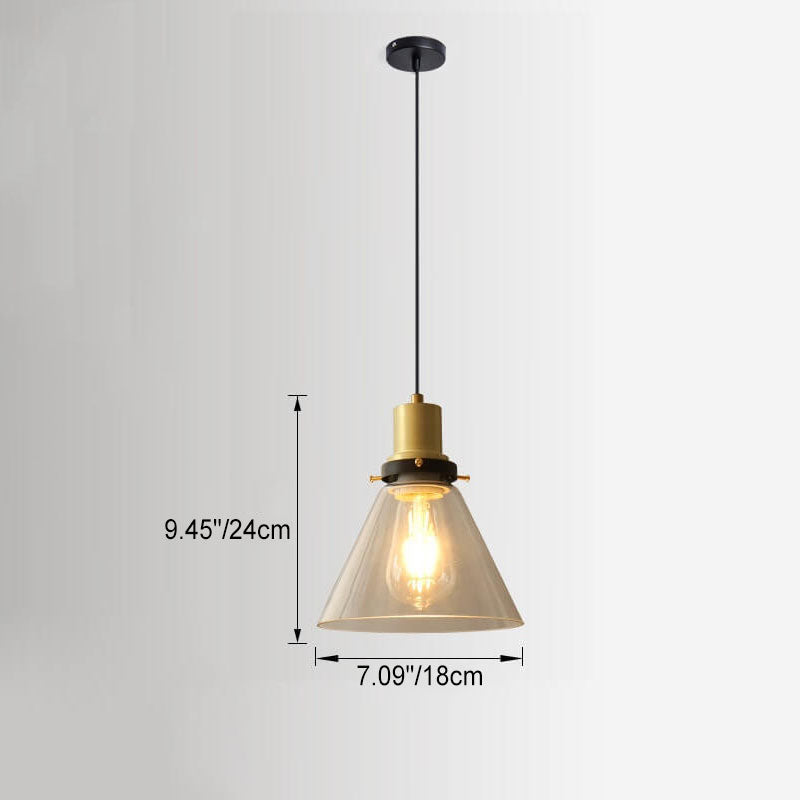 Vintage Minimalist Semi-Circular Cone Cup Iron Glass 1-Light Pendant Light