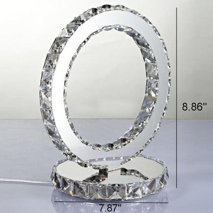 Luxury Crystal Round Stainless Steel LED Table Lamp