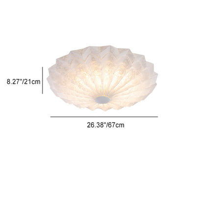 Contemporary Nordic Iron Acrylic Round Printed LED Flush Mount Ceiling Light For Bedroom