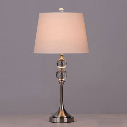 Nordic Simple Double Bead Crystal Base Design 1-Light Table Lamp