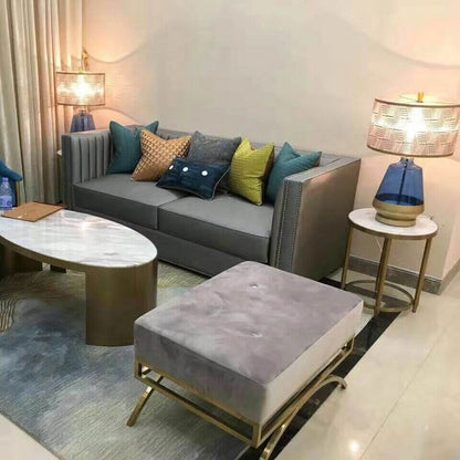 Creative Blue Transparent Lamp Body Hollow Pattern Lampshade Design 1-Light Table Lamp